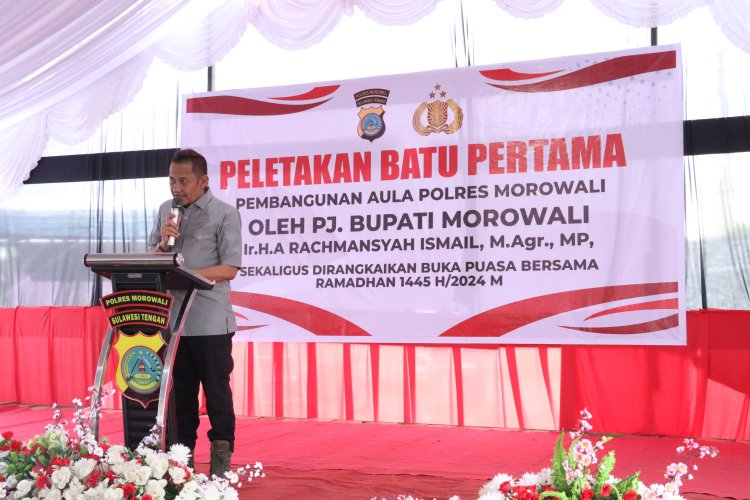 Peletakan Batu Pertama Gedung Aula Polres Morowali Dirangkaikan dengan Buka Puasa Bersama
