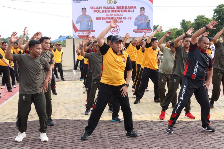 HUT Bhayangkara Ke-78,Polres Morowali Gelar Olah Raga Bersama