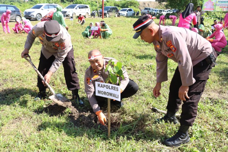 Sambut Hari Bhayangkara Ke 78, Polres Morowali Gelar Penanaman Pohon
