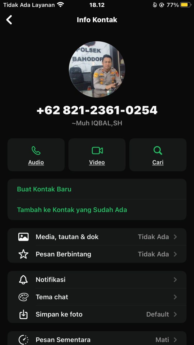 Nama Kapolsek Bahodopi Dicatut Akun WhatsApp, "Masyarakat Diminta Waspada"