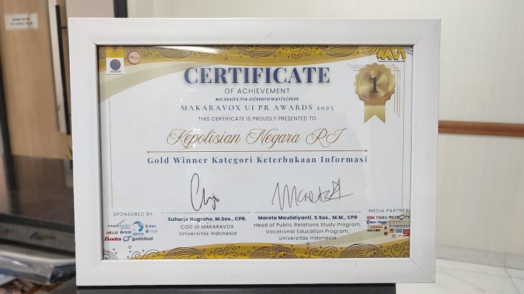 Divhumas Polri Raih Gold Winner Kategori Keterbukaan Informasi di Makaravox UI PR Awards 2025