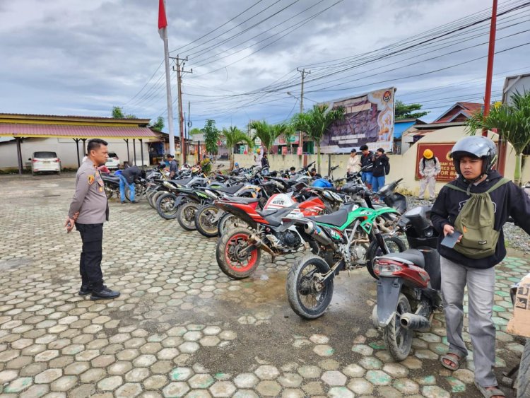 Polsek Bahodopi Gelar KRYD, Amankan 41 Knalpot Brong di Jalan Trans Sulawesi