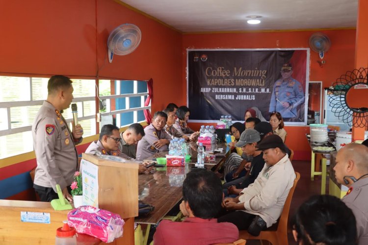 Bangun Silahturahmi dan Kolaborasi, Kapolres Morowali Coffe Morning Bersama Insan Pers