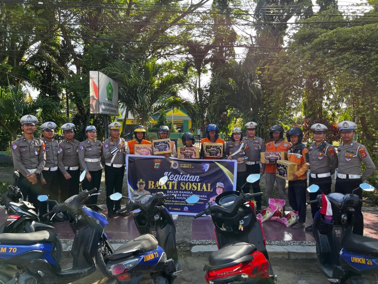 Satlantas Polres Morowali Gelar Bakti Sosial HUT Lalu Lintas ke-70, Bagikan 100 Paket Sembako kepada Warga